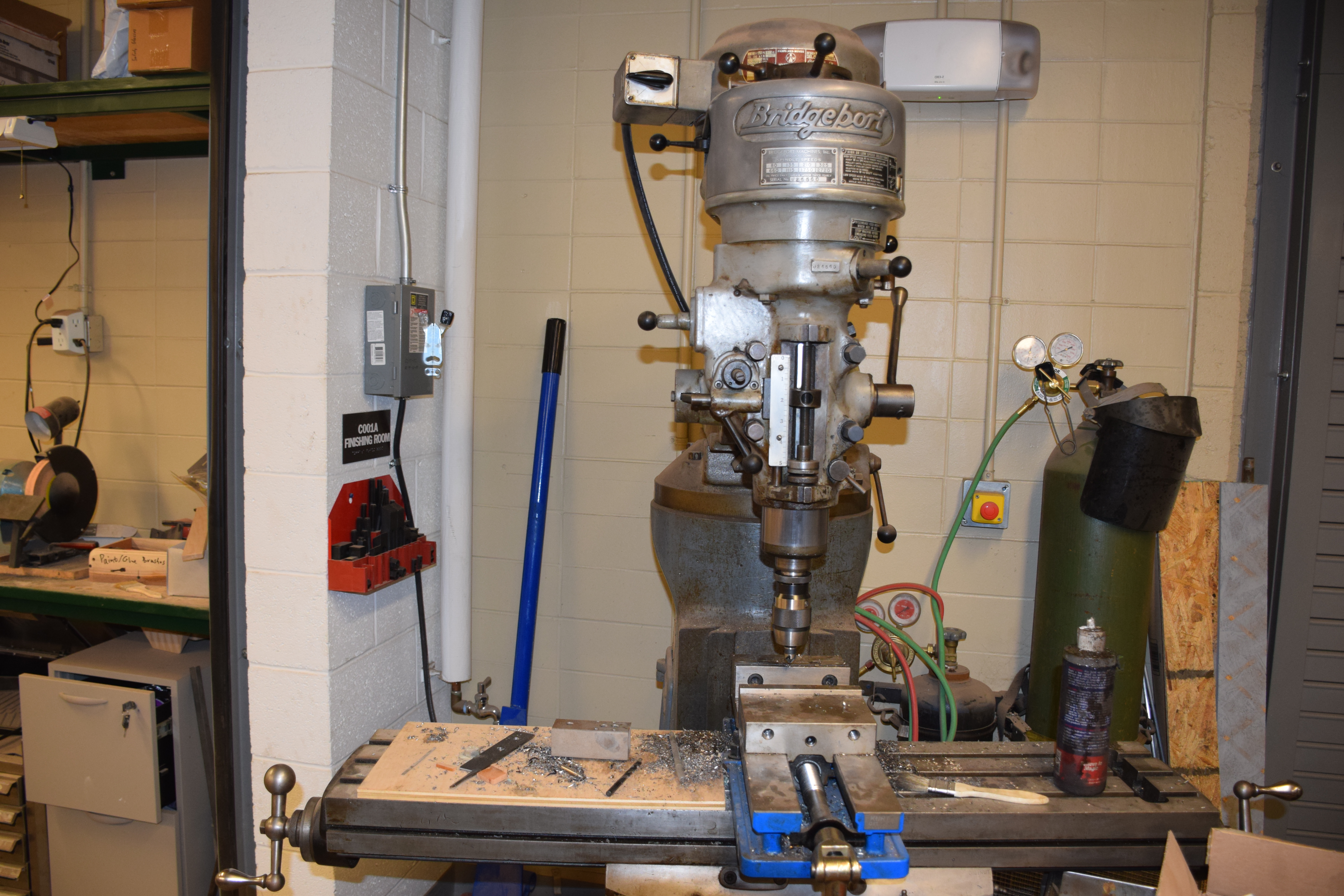 Top of Vertical Milling Machine with a Table Top