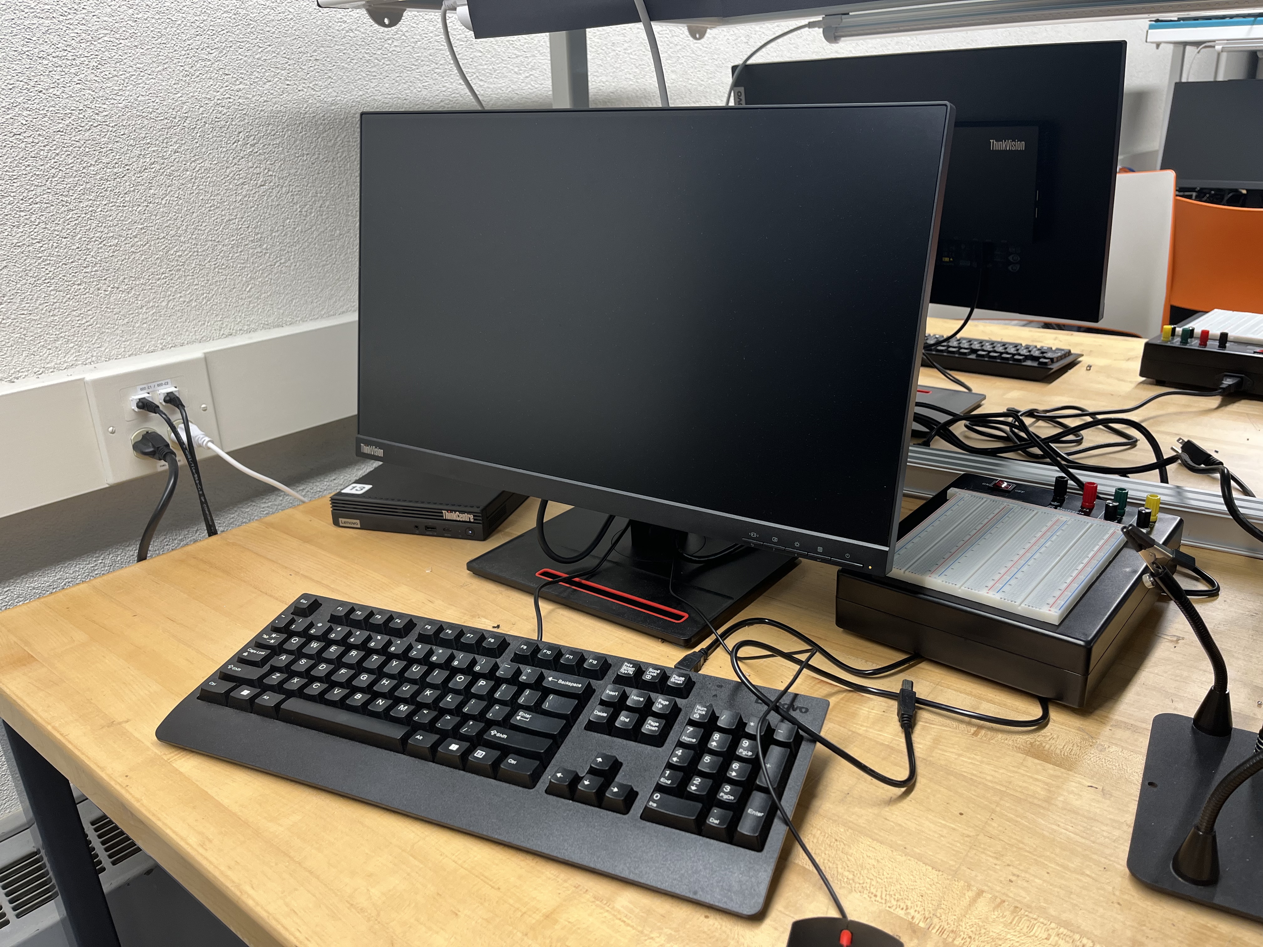Desktop computer and keyboard