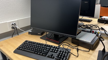 Desktop computer and keyboard