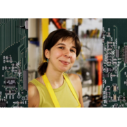 Leila Ehtesham headshot with circuit board background